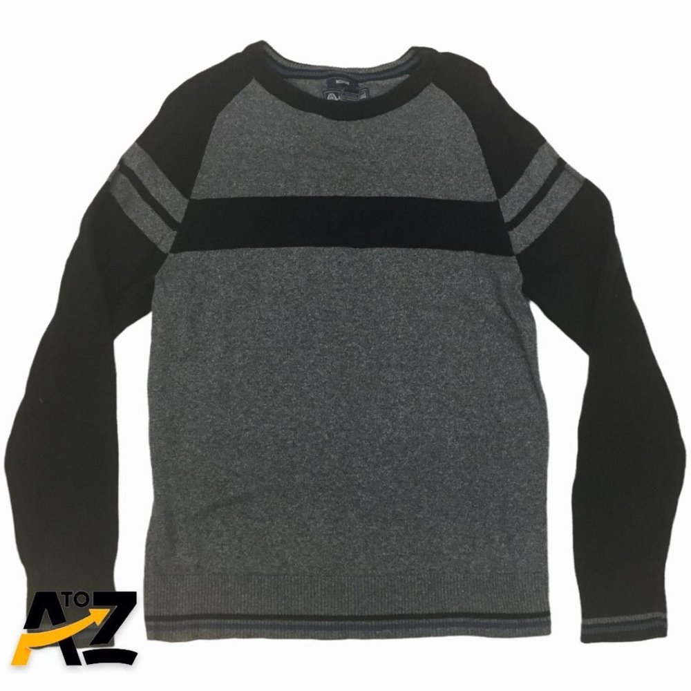 Men's Gray Striped American Rag Crewneck Sweater Size M Medium